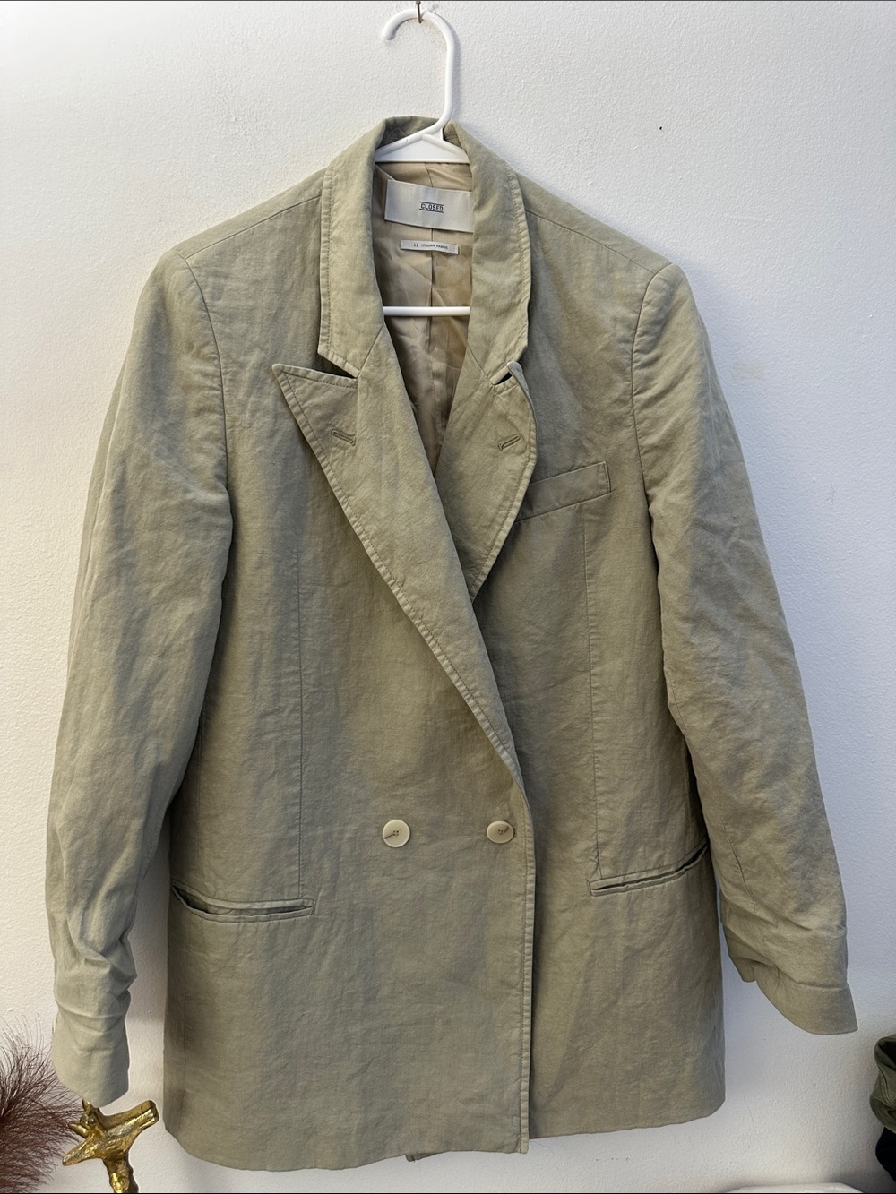Closed Sage Double-Breasted Linen Blazer -Preloved